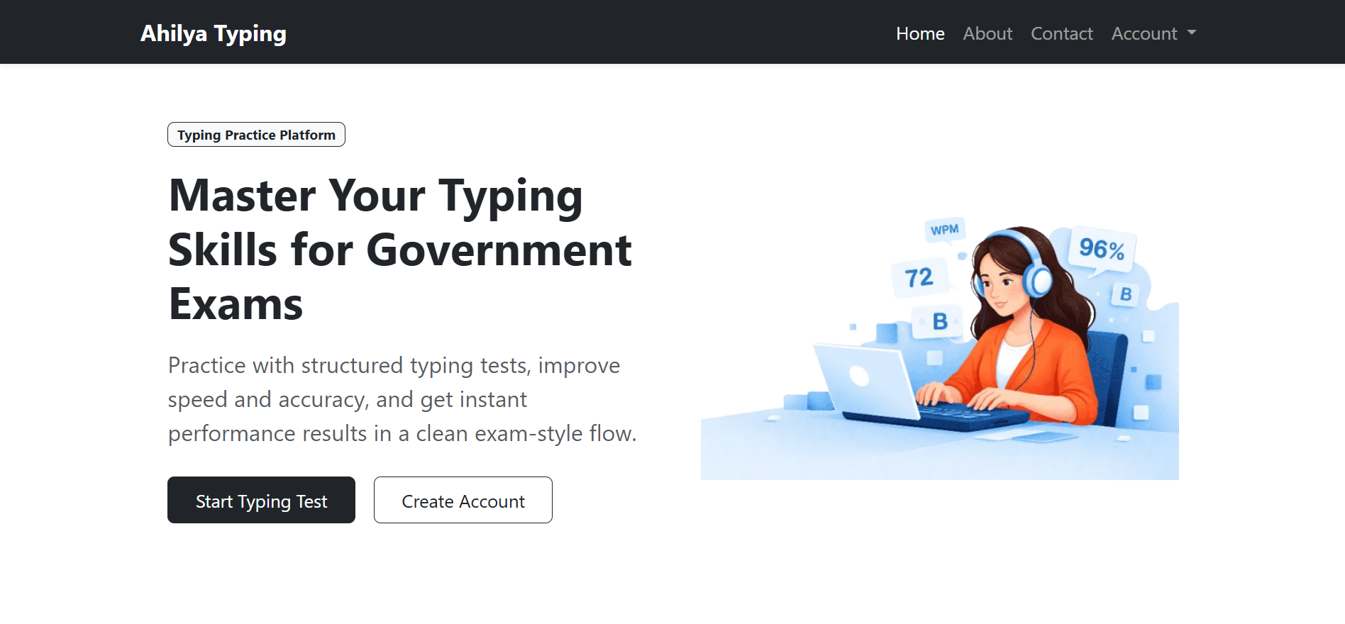 Typing skills website project screenshot