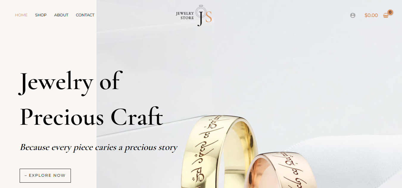 Jewellery shop website project screenshot